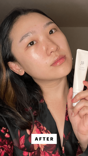 Han after applying the Beauty of Joseon Revive Eye Cream Ginseng Retinal