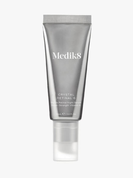 Medik8 Crystal Retinal 6 silver tube on light gray background